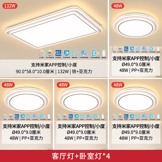 NVC LED Full Spectrum Eye Protection Ceiling Lamp Living Room Lighting Bedroom Light Smart Lighting Package Haoyu Silver