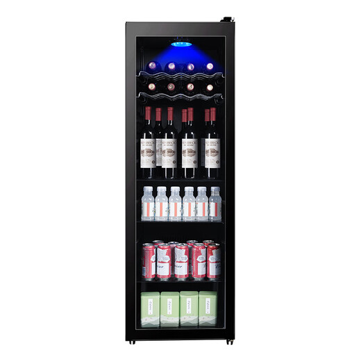 Royalstar ice bar refrigerator European style constant temperature wine cabinet hotel home living room refrigerator mini small single-door office fresh display display sample tea beverage cabinet first-class energy efficiency 238L full refrigeration + blue light + wine rack