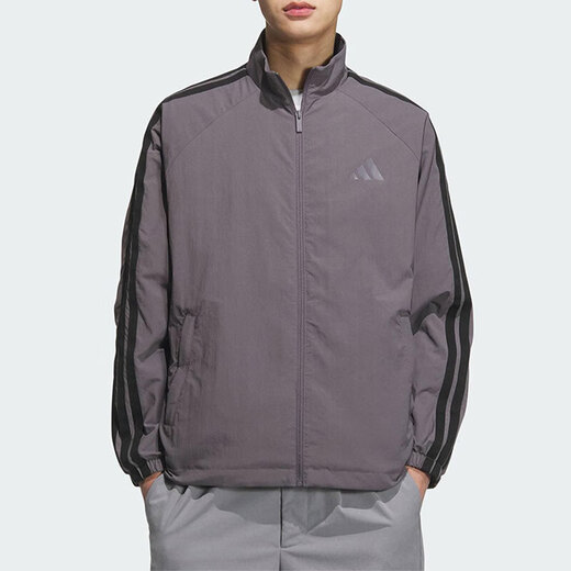 阿迪达斯 （adidas）外套男装2025夏季新款运动服梭织透气宽松舒适休闲立领夹克 KC3893深灰色 S