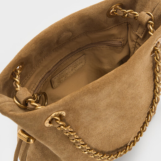 CHARLES/KEITH25 autumn new product small suede drawstring tote bag lucky bag birthday gift CK2-80151536-1 Sahara Sand S