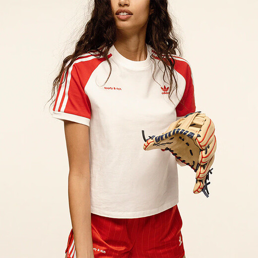 Adidas clover 2025 sommer neuer lässiger, vielseitiger Frauen spleißen atmungsaktive klassische Sportarten Kurzarm Ji9274 JI9274 M