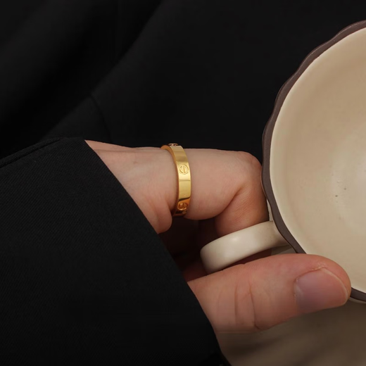 Fat Donglai's same style 18k gold rose gold ring 18K gold women's light luxury style men's ring couple ring ring light luxury Chenxiao ring (No. 8)