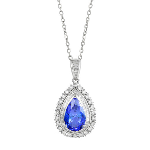Yicai Jewelry Morning Dew Natural Gemstone Tanzanite Pendant Women's 18K Gold Inlaid Boutique 3.43ct (excluding chain)