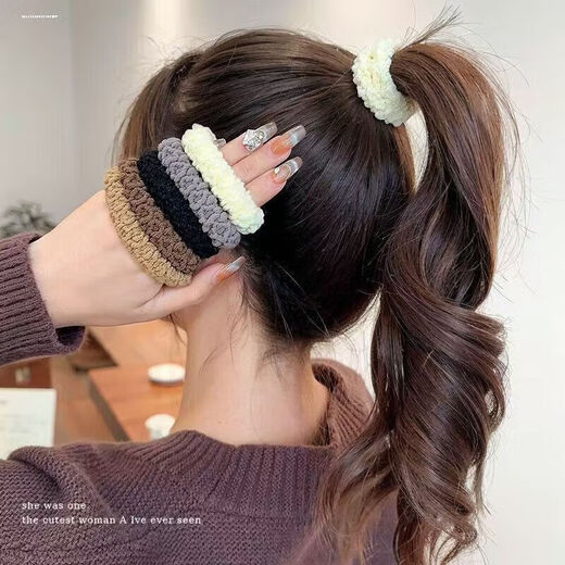 Children's hair accessories thickened towel ring colorful seamless hair ring ponytail head rope hair rope does not hurt hair popcorn high elastic towel ring 10 pack mixed color