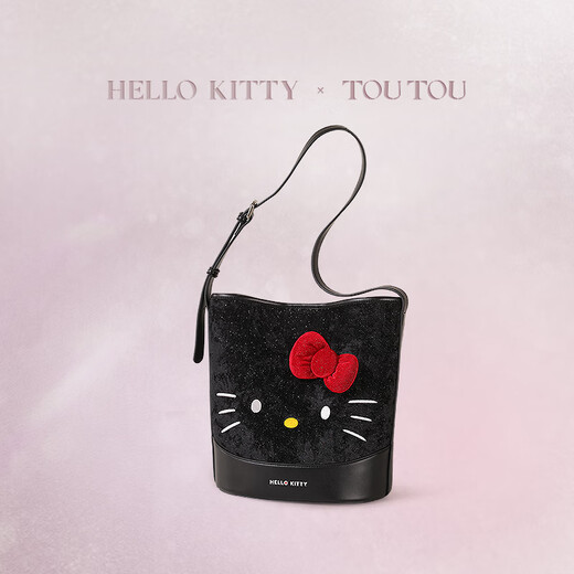 toutouhellokitty正版三丽鸥联名凯蒂猫大容量水桶包kt腋下托特包 奥利奥黑