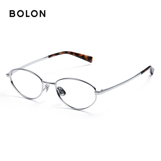 BOLON Tyrannosaurus Glasses 25 Years New Myopia Glasses Frame Academy Style Oval Optical Frame Lightweight Titanium Frame Women's BB7003 B90 Bright Silver Frame Single Frame