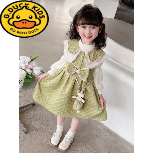 G.duck girls dress suit spring and autumn 2026 new children's princess dress baby girl fashionable two-piece set pink 90 (reference age 2-3 years old) (reference age 2-3