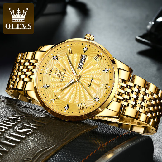Schweizer authentisch zertifizierter Code Vollautomatischer mechanischer Herren Uhr Waterdes leuchtend trendy und vielseitige Herrenbeobachtung Steel Belt-6630 Herren Uhren-Gold-Grey-Oberfläche