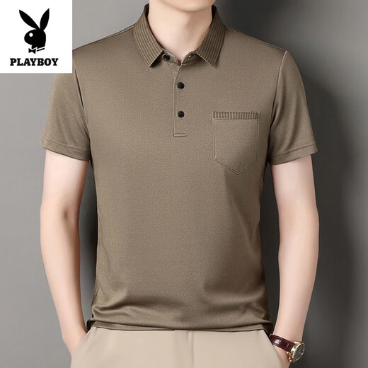 
Playboy (PLAYBOY) summer pocket lapel short-sleeved T-shirt middle-aged casual men's solid color ice silk POLO shirt dad's top new style 12 Ha cyan L 17088A suggests 110Jin [Jin equals 0.5 kg] to 130Jin [Jin equals 0.5 kg]