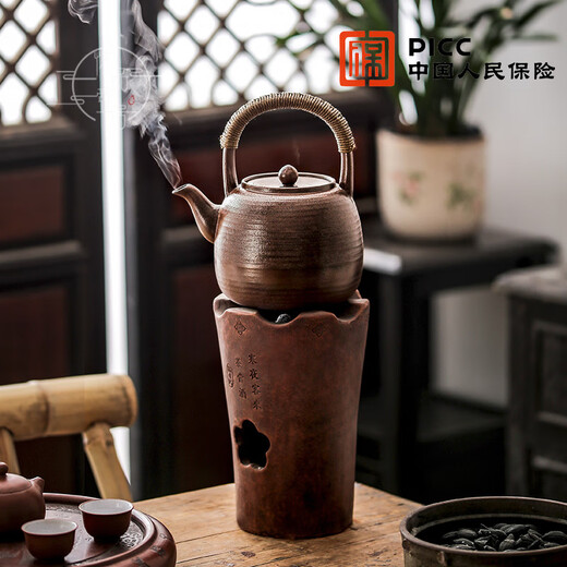 TMJD MISS柴烧提梁壶围炉煮茶柴烧提梁煮泡茶纯大容量陶瓷简约家用烧水粗陶 窑宝款：15605号 1280ml 1L以上