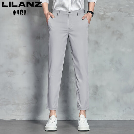 Pantalones casuales de seda de hielo para hombres de Lilang para hombres nuevos pantalones de negocios versátiles de moda versátiles de moda versátiles de alta gama delgado ydl9898 30