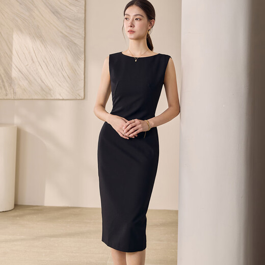 
ROEYSHOUSE Luoyi unique small shawl dress two-piece set 2025 summer new fashion slim fit set 12159 black S