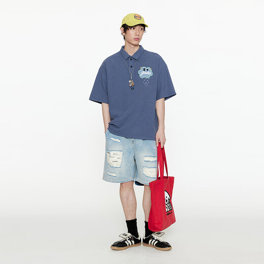 Guyuka (GUUKA) couple outfit T-shirt trendy brand short-sleeved men's clothes summer 2025 new casual large size loose five-minute half-sleeved sleeves medium gray F6625 2XL
