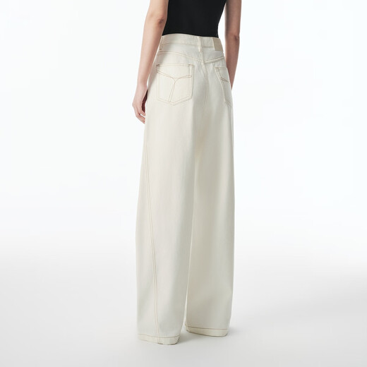 Peacebird Damen-Jeans hoher taillierter Scimitar im Herbst lose schlampige Banane mit breitem Bein Denim White XL