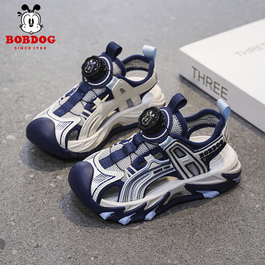 BOBDOG (BOBDOG) BOBDOG children's sports sandals boys' shoes 2025 new youth shoes non-slip boys beach shoes LY920K black blue 31 shoe inner length 19.8cm