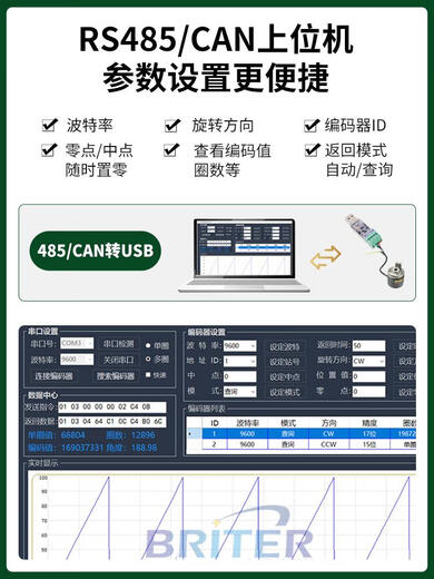 Single-turn absolute value encoder angle micro-rotating magnetic Bret high-precision displacement sensor CAN waterproof 8mm axis-50mm 17bitCANopen5-24v
