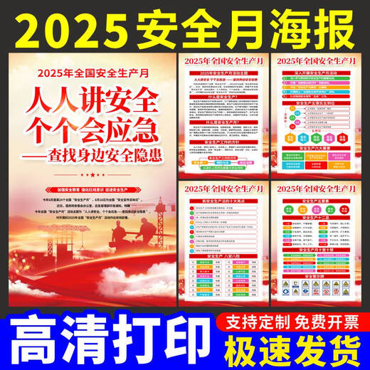 Yonghuan 2025 Mois de production de sécurité Affiche Affiche Factory Fire Sécurité Promotionnel Affiche Atelier de sécurité Slogan SLOGAN SCY1047 Package / 6 Photos-40x60cm