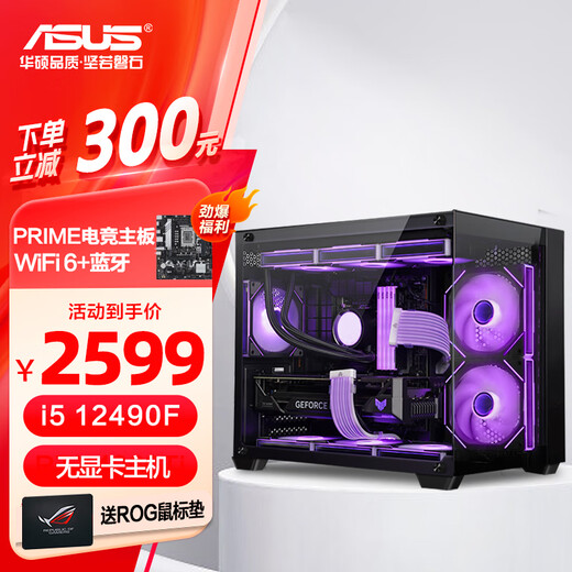 ASUS Family Bucket i5 barebone host supports own RTX5060/Ti graphics card gaming e-sports desktop assembly computer host DIY assembly machine i5 12490F no graphics card host + 1TB solid state | Configuration 2 single host