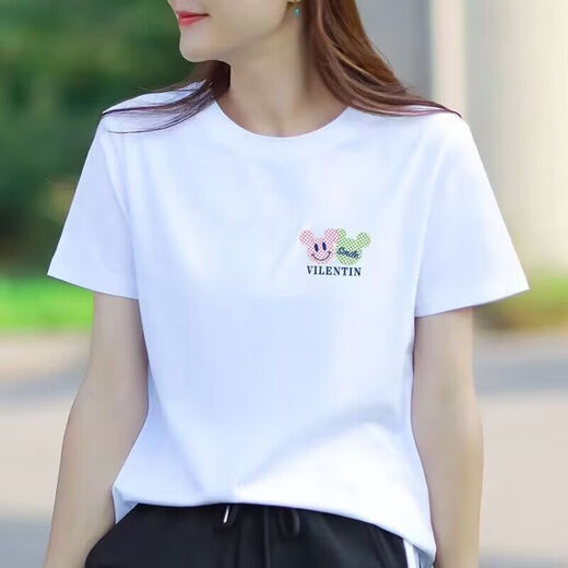 SP-68白色短袖圆领t恤女宽松显瘦新款夏季韩版时尚半袖女装ins潮上衣服 1477 M 85-95斤