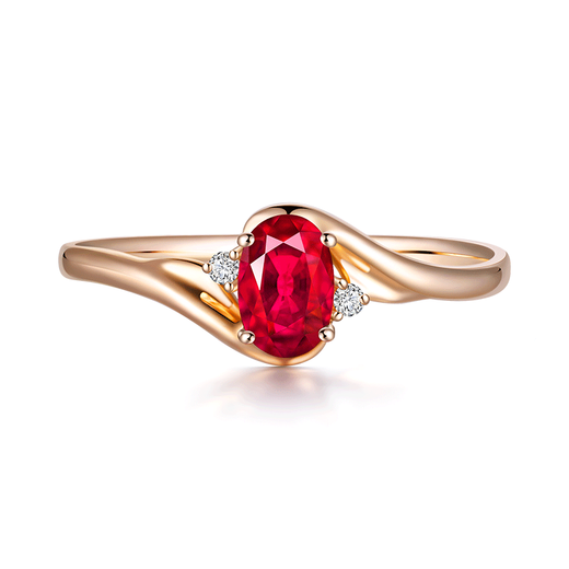 Tingliang 0.7 carat pigeon blood red ruby ring 18K gold inlaid diamond colored gemstone ring size message (10 to 21) ready stock