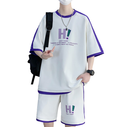 Schüler der Juemingway High School Trendy Marke kurzärmelig T-Shirt Boy Sommer zweiteiliger 1215 Jahre alter Sweatshirt 9928 Schwarz (Kurzarm + Shorts) 2XL (130-150jin [Jin entspricht ca. 0,5 kg]))