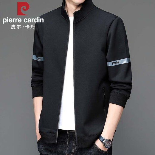 皮尔卡丹（pierre cardin）夹克男春秋外套立领休闲运动中青年商务百搭开衫上衣 灰色 XL
