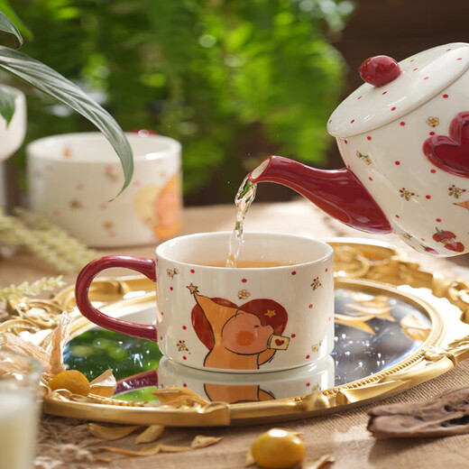 Star Man Cup Wedding Gift Couple Water Cup Tea Set Ceramic Kettle Mug Afternoon Tea Gift Box Star Man Stacking Cup and Pot Set (Gift Box + Gift Bag