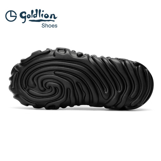Goldlion Sandalen Herren Sommer 2025 Neue dickdelige nicht schlupfende atmungsaktive lässige Schuhe Pantoffeln Herrenloch Schuhe Schwarz 40