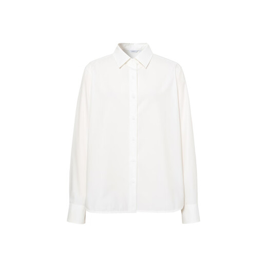 
Evely anti-wrinkle basic shoulder style workplace commuting cotton shirt for women 2025 autumn new small top This white L 115-130Jin [Jin equals 0.5 kg]