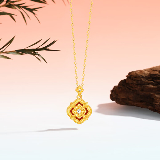 Chao Acer four-leaf clover 18K gold diamond chalcedony necklace women's gold pendant necklace high-end light luxury gift for girlfriend, chain length about 40cm + extension chain