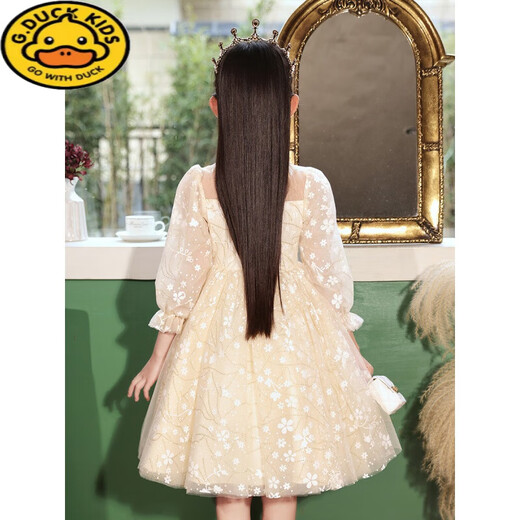 G.DUCKKIDS女童礼服轻奢小众钢琴演出服儿童生日公主裙长袖主持人花童婚礼裙 热售9215香槟色长袖【单裙】 150 cm 建议身高140-145cm年龄1