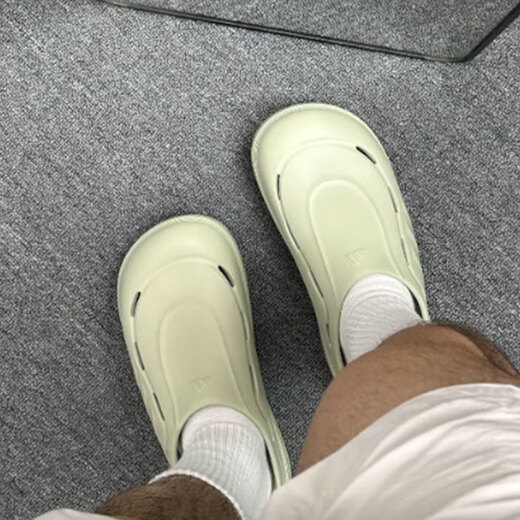 
Adidas slippers men's shoes women's shoes 2025 summer new sports hole mules thick-soled slippers casual bag-toe sandals JR9274 light gray green 36.5