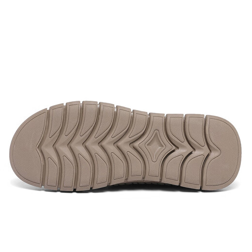 
Microfiber leather sandals men's French leather shoes for spring and summer new genuine leather hollow hole shoes soft sole casual beach shoes for men khaki [Microfiber leather A681] 46