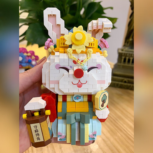 俐智醒狮招财猫微钻迷你小颗粒钻石积木玩具拼装贺岁春节国潮 9277 小熊摩托