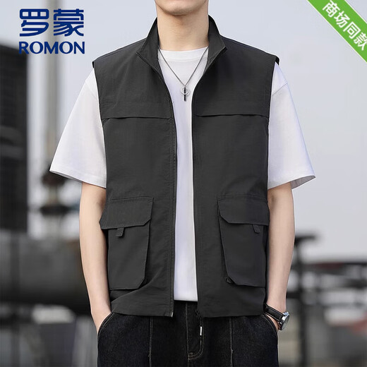 
ROMON ice silk vest men's summer new outdoor sports vest horse clip casual work sleeveless vest jacket men 8866 khaki 4XL recommended [176-190Jin [Jin equals 0.5 kg]]