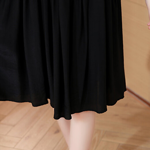 
OLJ light luxury brand dress for women 2025 summer new style design sense fashionable simple fake two-piece temperament skirt apricot color XL 116-125Jin [Jin equals 0.5 kg]