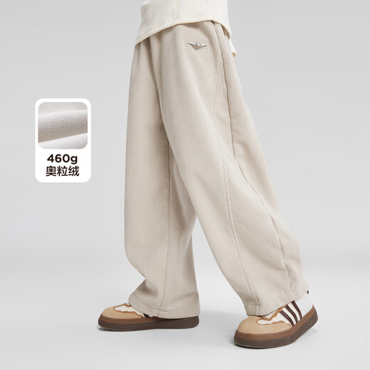 Zuoxi boys' fleece trousers to keep warm in winter 2025 new children's one-piece velvet corduroy trousers dark gray 150