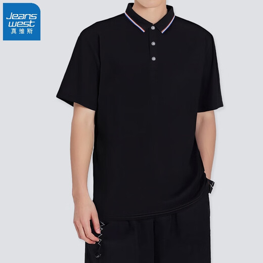 真维斯（Jeanswest）短袖POLO衫夏季纯色绣标上衣服polo衬衫 浅灰698 L （建议100-110斤）