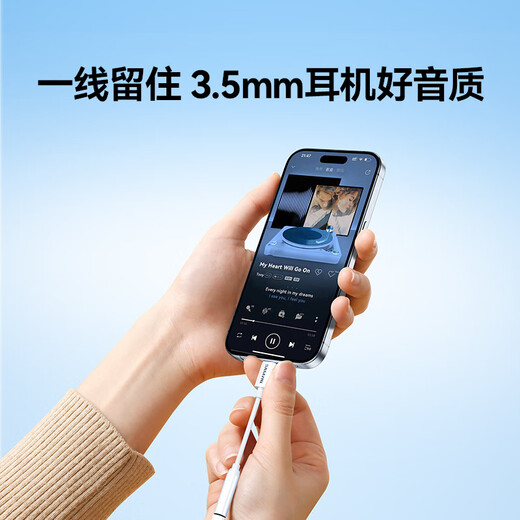 山泽苹果耳机转换线 Lightning转3.5mm  耳机3.5转接头 适用于iPhone手机音频转换 LT352-P