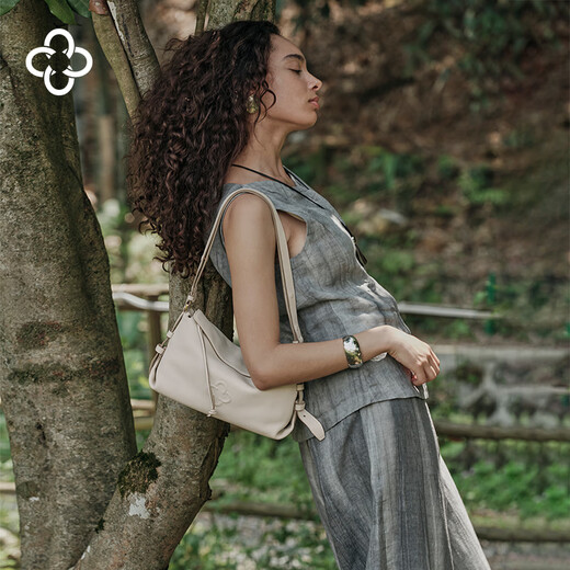CASSILE Cassole women's bag tote bag 2025 real deer leather commuting light luxury crossbody bag birthday gift milkshake white