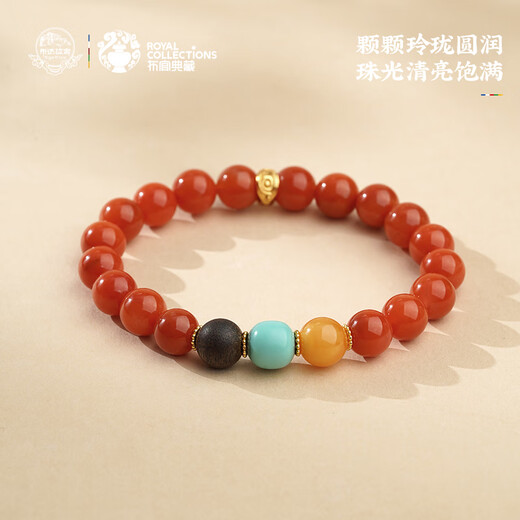 Potala Palace Sichuan Material Southern Red Beeswax Green Pine Agarwood Bracelet 925 Silver Transfer Bead Bracelet for Men and Women as a Birthday Gift for Husband