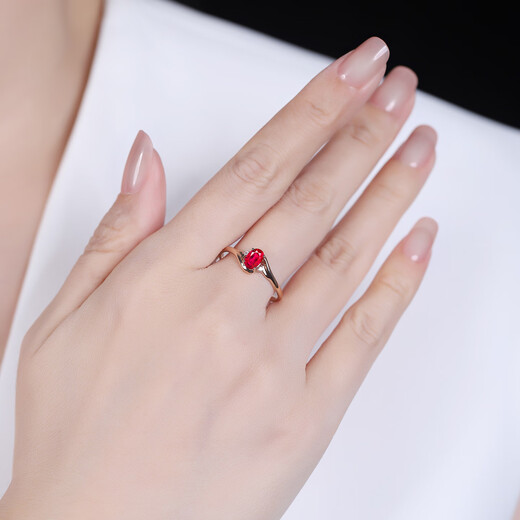 Tingliang 0.7 carat pigeon blood red ruby ring 18K gold inlaid diamond colored gemstone ring size message (10 to 21) ready stock