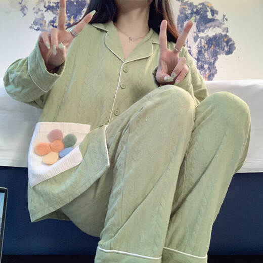 Tandian Pajamas Женские весенние и осенние брюки с длинным рукавом Лето 2025 Новый сладкий и милый набор осенних и зимних домашних костюмов 3882 м: [75-100JIN [Jin равняется 0,5 кг]]]