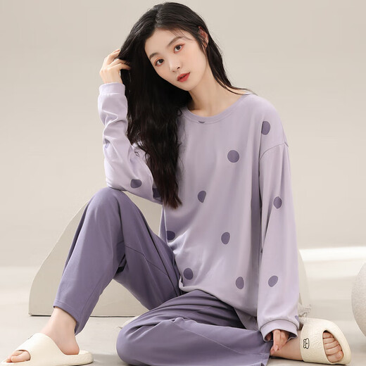 Banana spring and autumn pajamas for women pure cotton students large size loose Korean long-sleeved suits for outdoor summer and winter casual home clothes GXT9923 M (recommended 75-95Jin [Jin equals 0.5 kg])