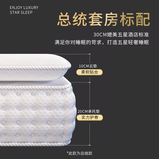 SHARENOW希尔顿五星酒店乳胶记忆棉卷包独立弹簧席梦思主卧床垫超软30CM厚 适中A款【客房舒睡】约20cm厚 1350mm*1900mm