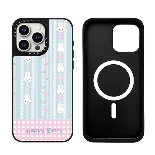 Red Apple (RED APPLE) adapted to CASE joint Miffy Rabbit Katie Apple 16promax mobile phone case iphone15 mirror protective case 14pro magnetic MagSafe acrylic 13 cute card CASE [CS15259 Miffy Bear] upgraded version white frame