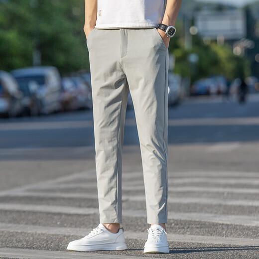 
Jiumuwang khaki nine-point pants men's summer slim ice silk straight versatile thin pants men's 2025 new casual pants khaki-Y9905 khaki-Y9905 28