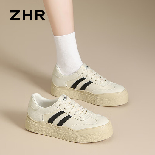 ZHR women's shoes new moral training shoes for women's classic board shoes flat white shoes for women versatile age-reducing lightweight soft sole casual shoes Mi black 36