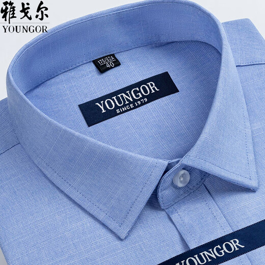 CEO雅戈尔男士短袖衬衫夏季纯棉免烫中年休闲商务职业正装格子衬衣服 短袖DX6629 41