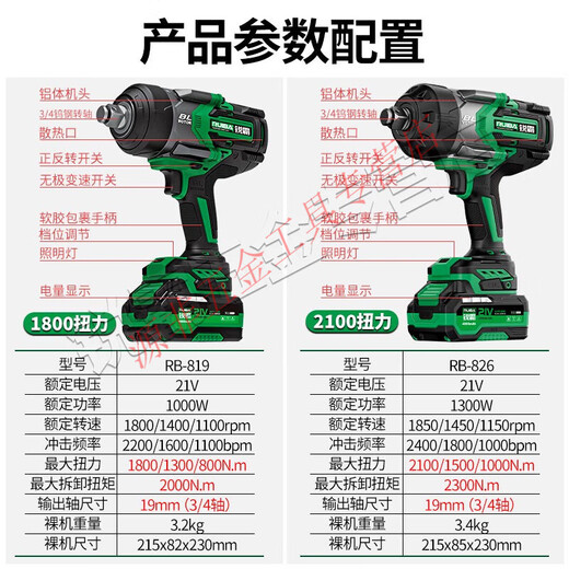 Yingtang electric wrench 2100 Niuda torque auto repair tower crane infrastructure electric wrench wind cannon 826 type impact wrench main picture model